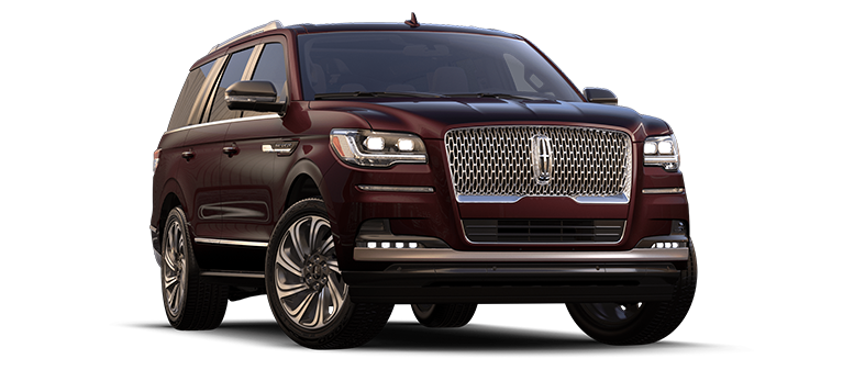 Lincoln Navigator Ultra 2024, couleur Rouge Diamant, vue trois-quart