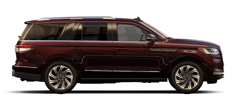 Lincoln Navigator Ultra 2024, couleur Rouge Diamant, vue de profil